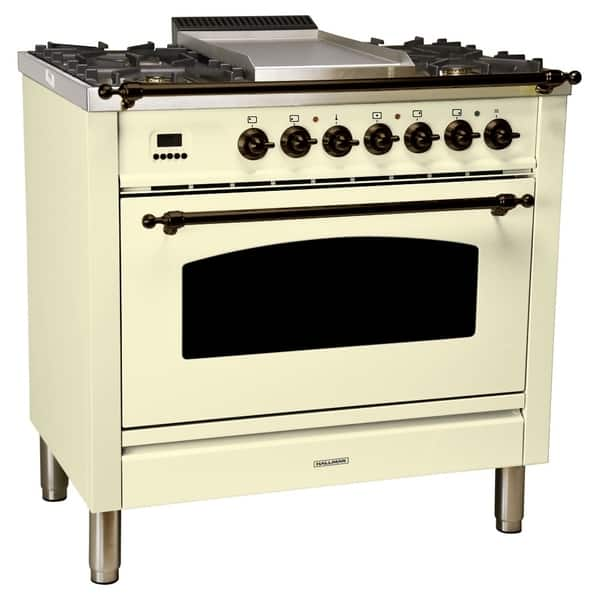 30 in. Single Oven Dual Fuel Italian Range, Brass Trim