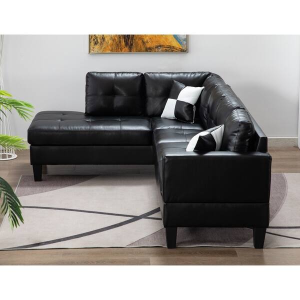 Suede Sectional Sofa With Faux Leather Base And Storage Ottoman Overstock 22889279