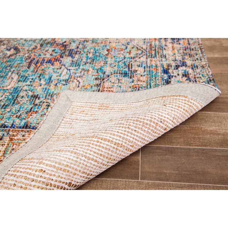 Jani Hara Distressed Blue Jute-blend Rug