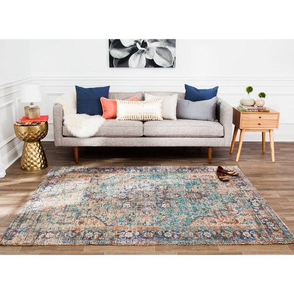 Shop Jani Hara Distressed Blue Jute-blend Rug - 4' x 6' - Free Shipping