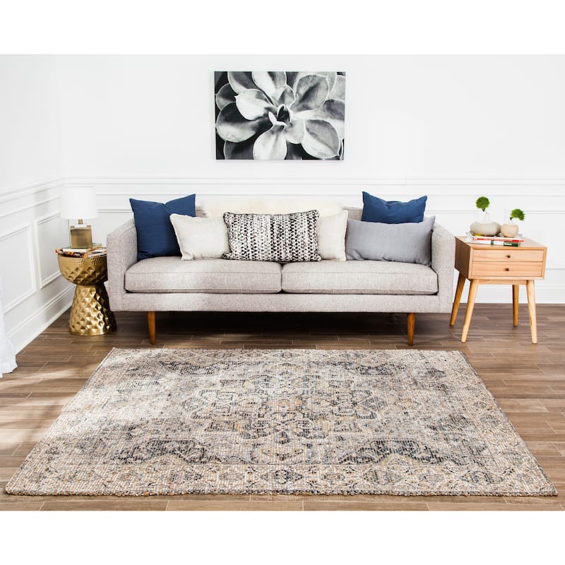 Jani Zora Distressed Grey Jute-blend Rug