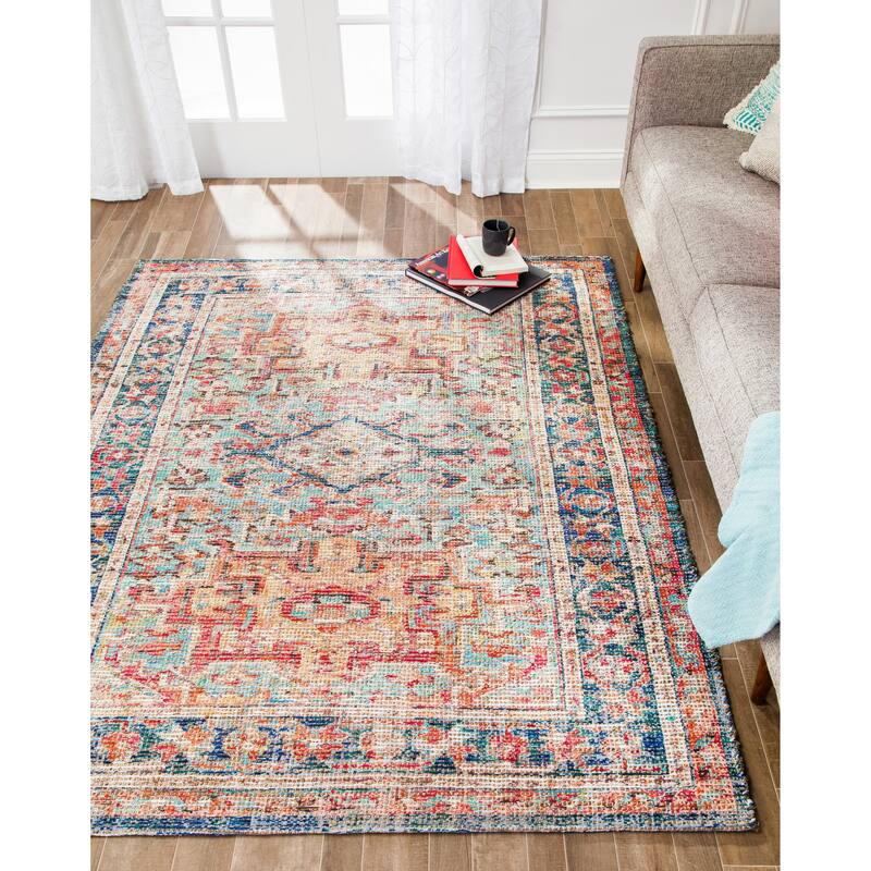 Jani Calo Distressed Red Jute-blend Rug