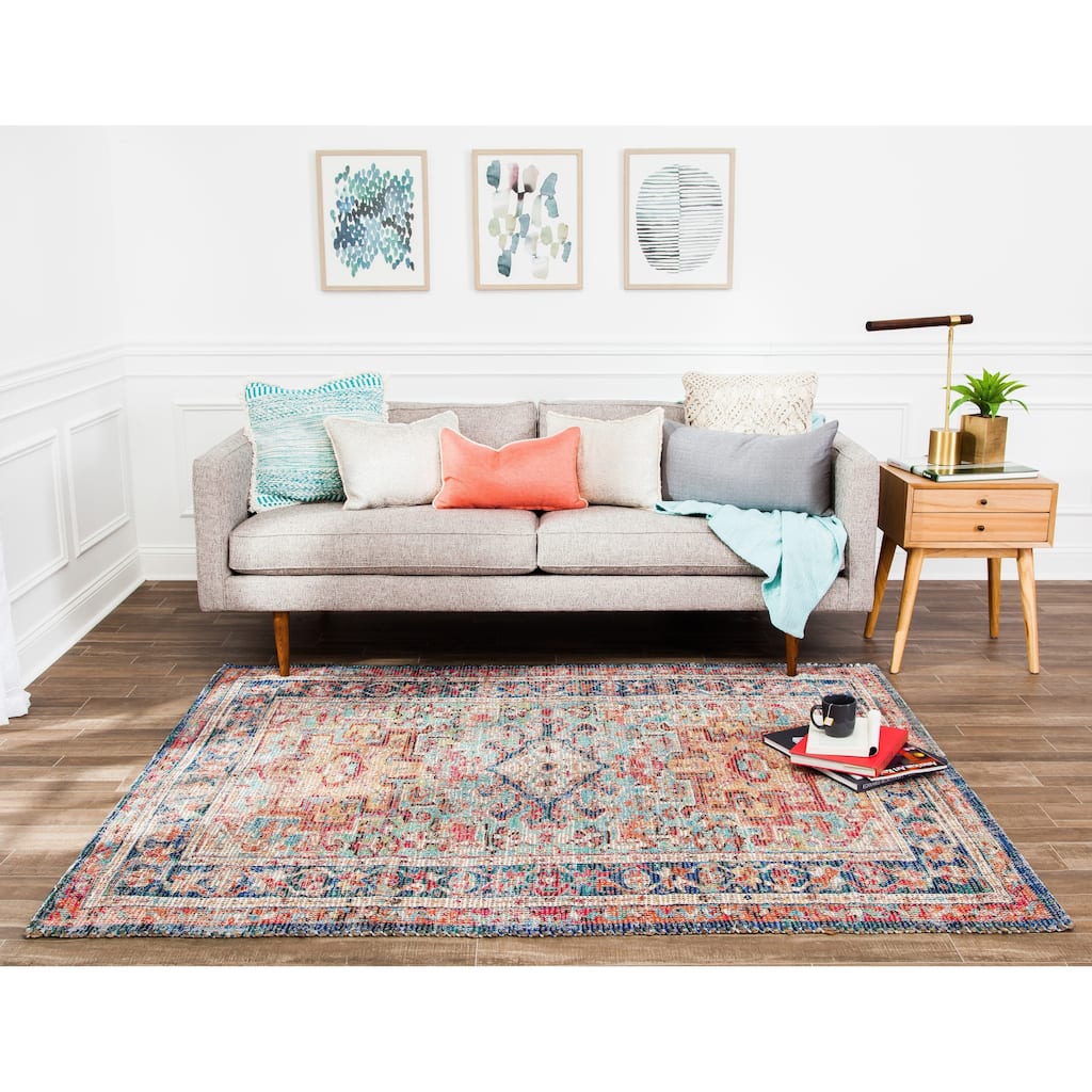 Jani Calo Distressed Red Jute-blend Rug