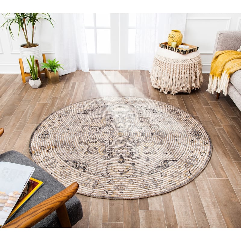 Jani Zora Distressed Grey Jute-blend Rug