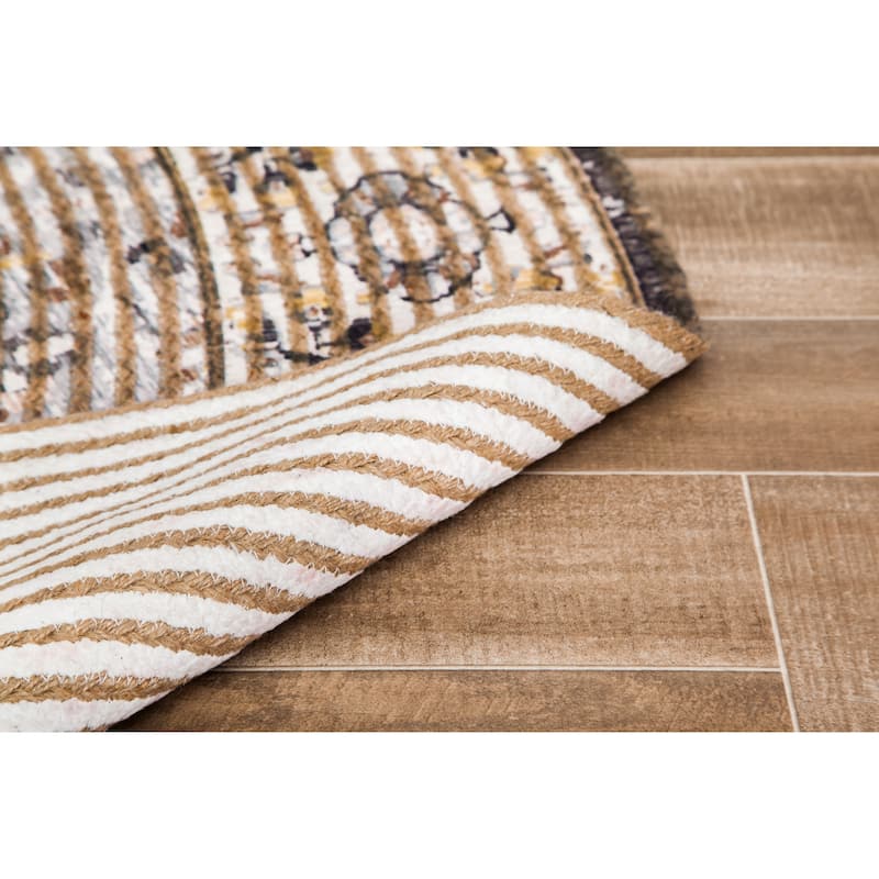 Jani Zora Distressed Grey Jute-blend Rug