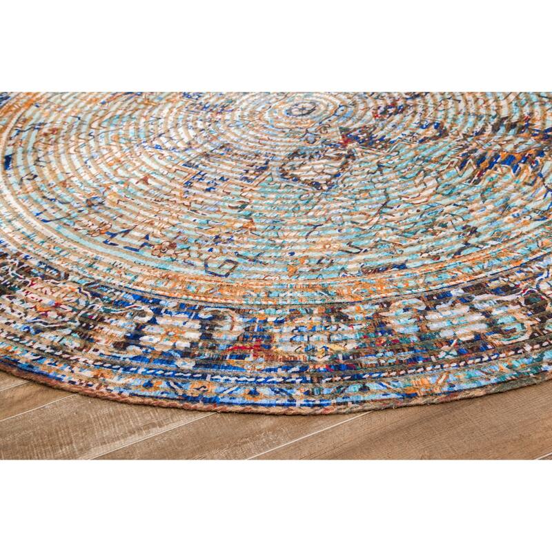 Jani Hara Distressed Blue Jute-blend Rug