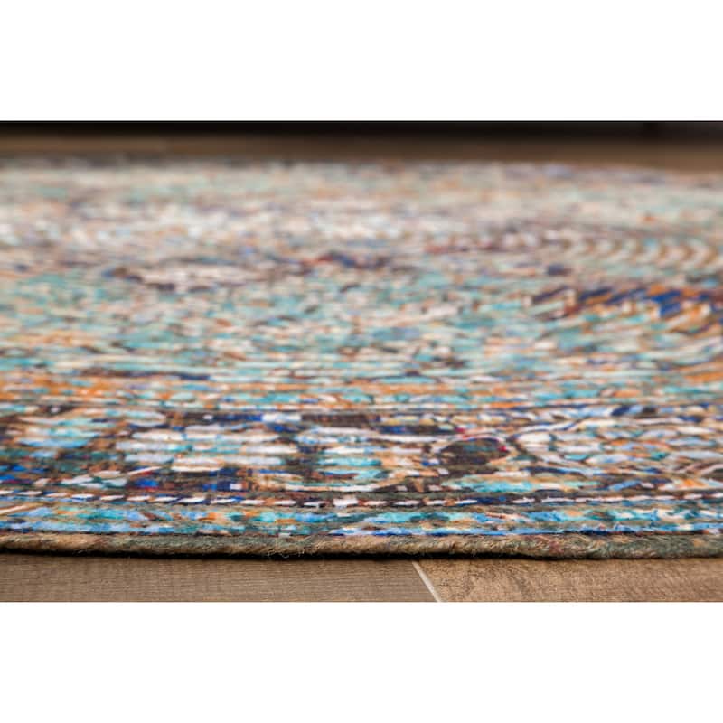 Jani Hara Distressed Blue Jute-blend Rug