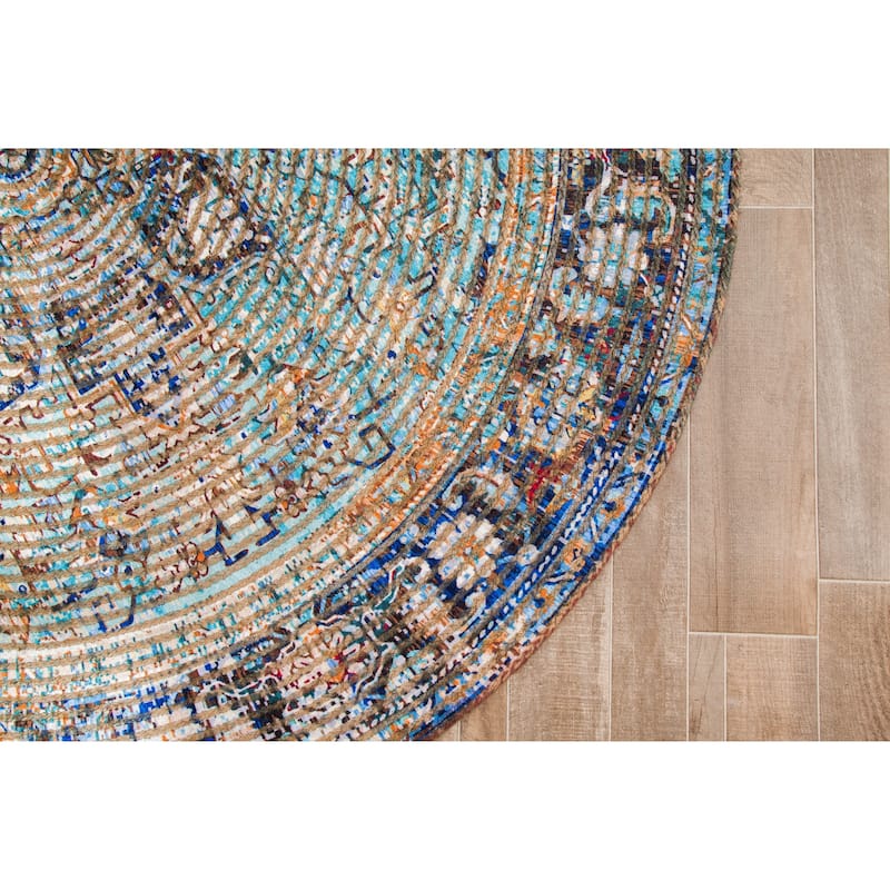 Jani Hara Distressed Blue Jute-blend Rug