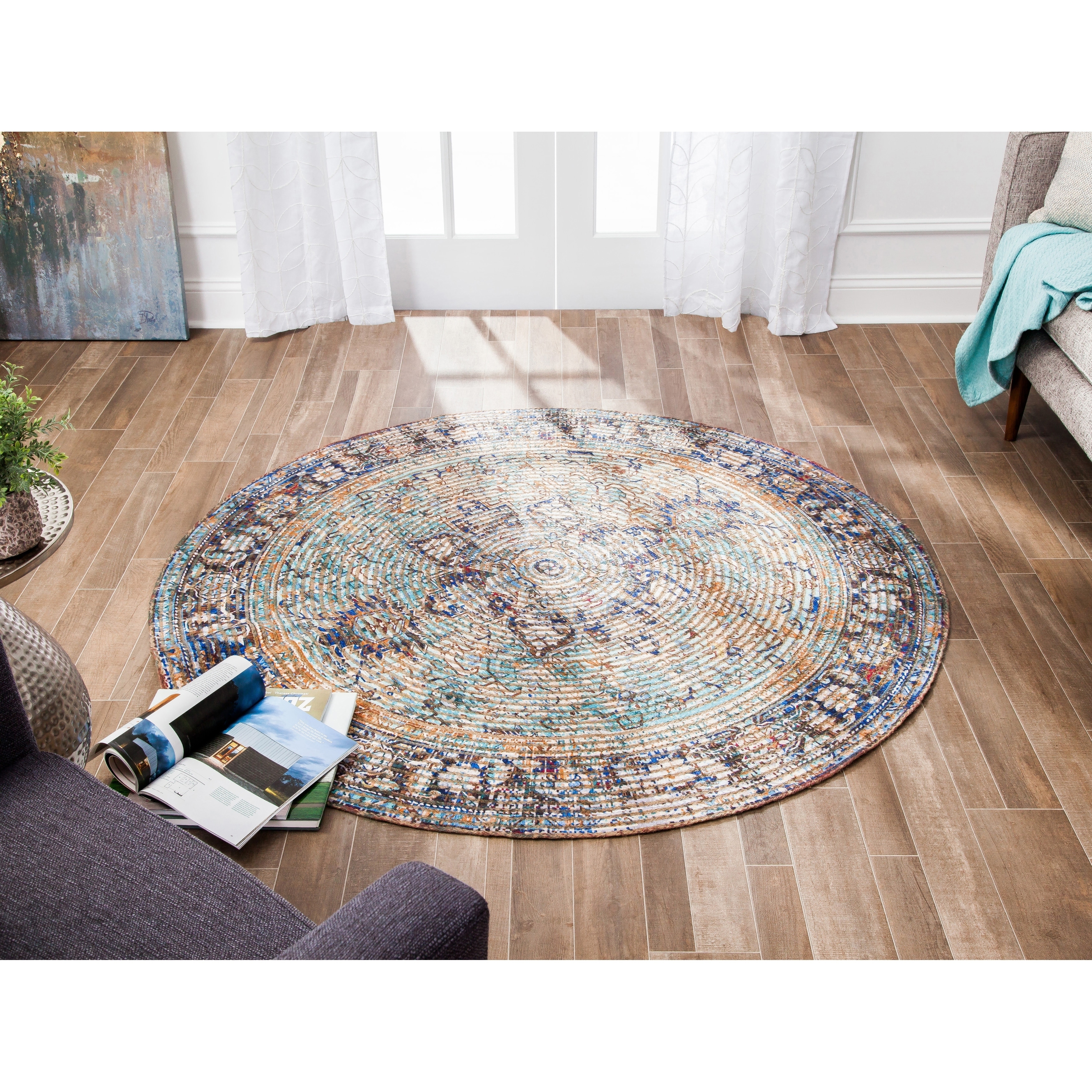 Jani Hara Distressed Blue Jute-blend Rug