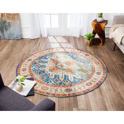 Jani Sandi Distressed Blue Jute-blend Rug