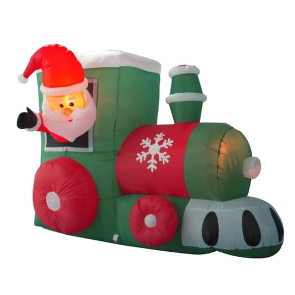 4.5' Inflatable Santa on Locomotive Train Lighted Outdoor Christmas ...