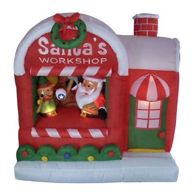 5' Inflatable Santa's Workshop Lighted Christmas Yard Art Decoration
