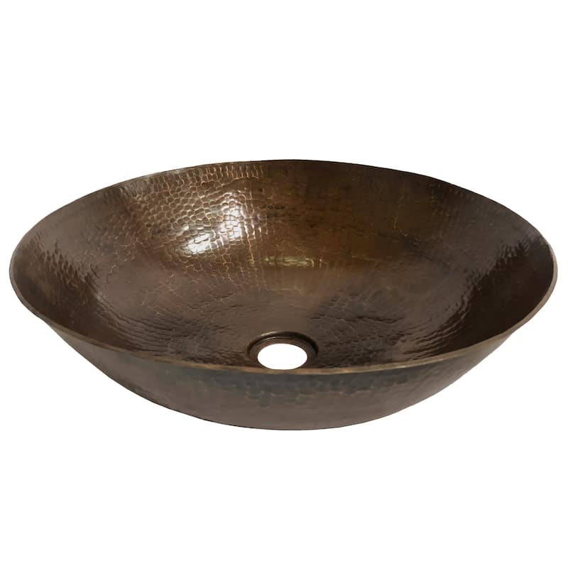 Handmade 15" Hammered Copper Shallow Vessel Sink (OS-LRDB15-4)