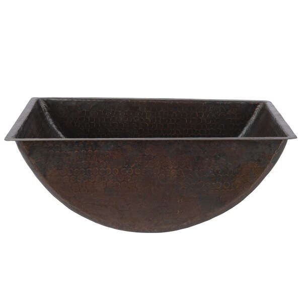 17 5 Inch Rectangle Hammered Copper Trough Style Bathroom Sink