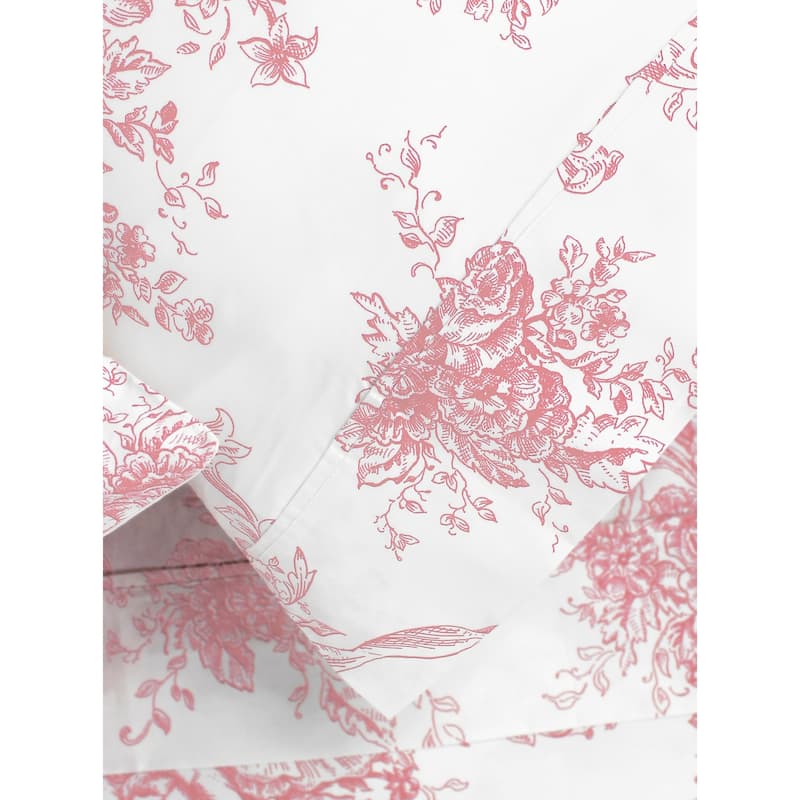 Printed Cotton 400-TC Mauve Toile Bedsheet Set