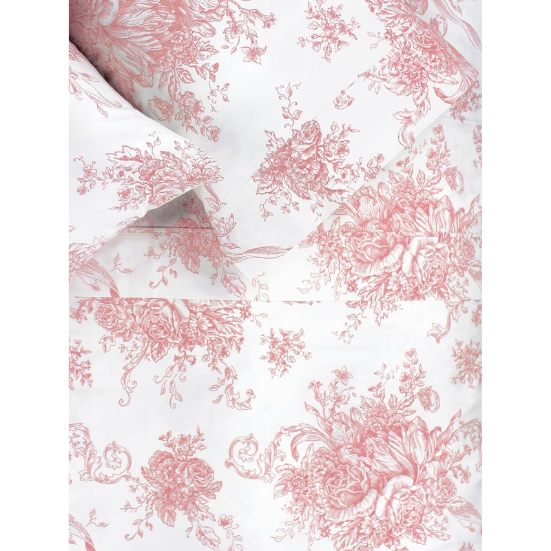 Printed Cotton 400-TC Mauve Toile Bedsheet Set