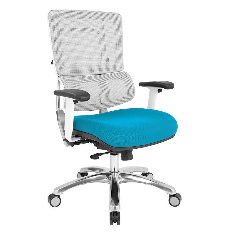 Breathable Mesh Chair with Custom Fabric Seat - Blue