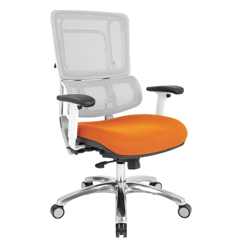 Breathable Mesh Chair with Custom Fabric Seat - Orange