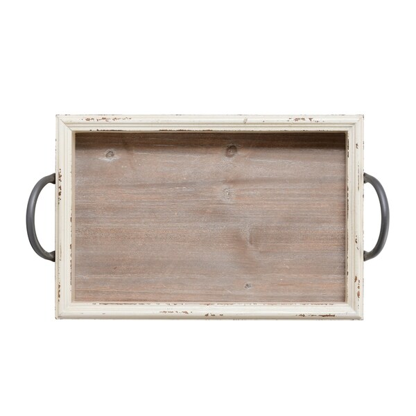 Elements 18-Inch White Edge Wood Tray