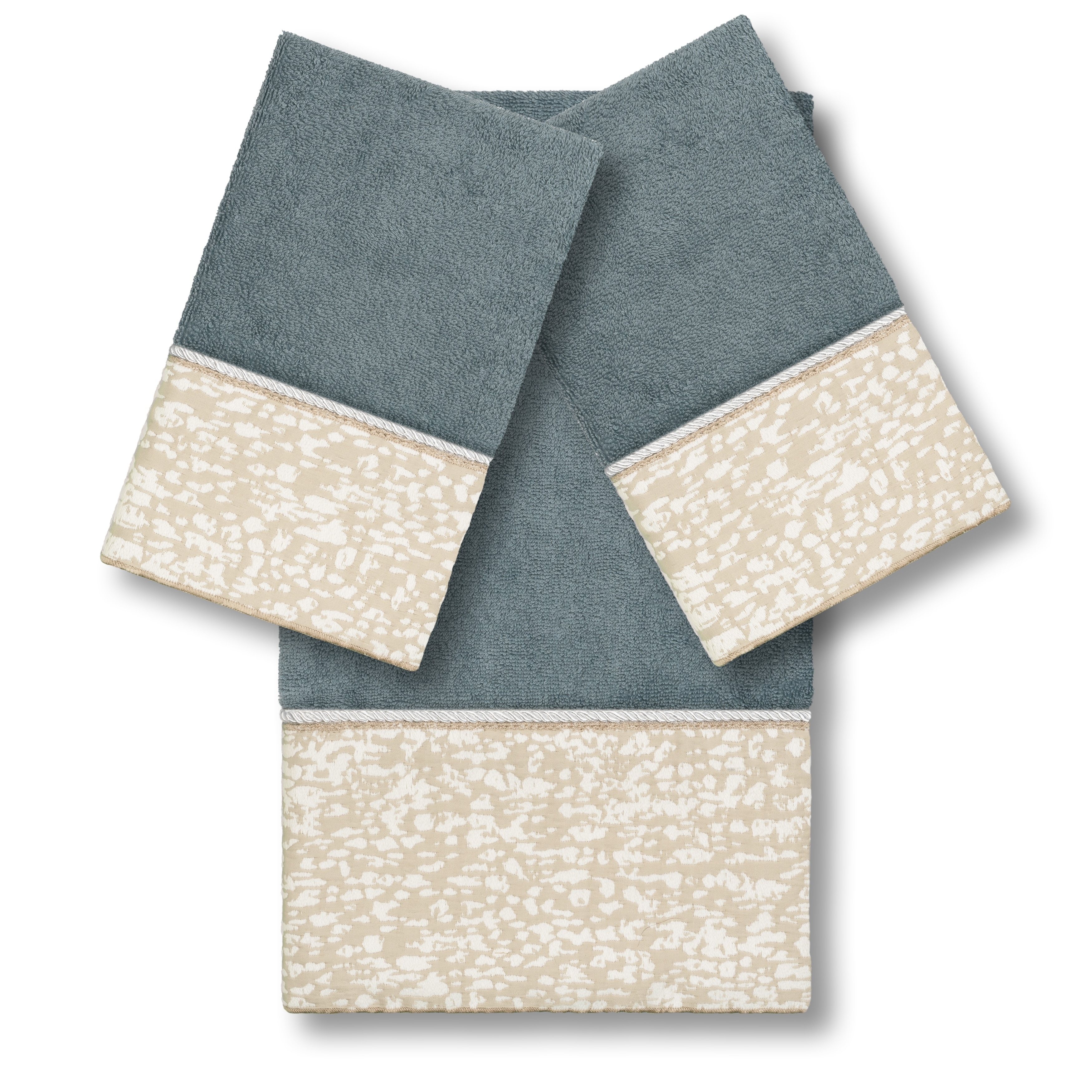 Authentic Hotel and Spa Turkish Cotton Textured Jacquard Teal Blue 3-piece Towel Set