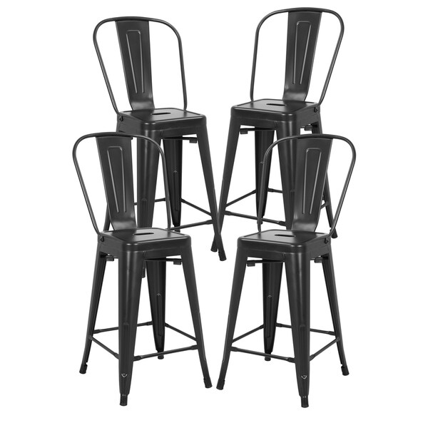 Edgemod Trattoria 24" High Back Counter Stool (Set of 4)