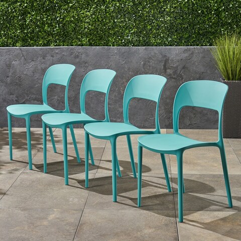 Katherina Outdoor Plastic Chairs (Set of 4) by Christopher Knight Home