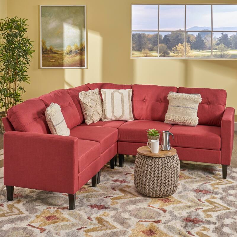 Delilah Midcentury Modern Sectional Sofa by Christopher Knight Home