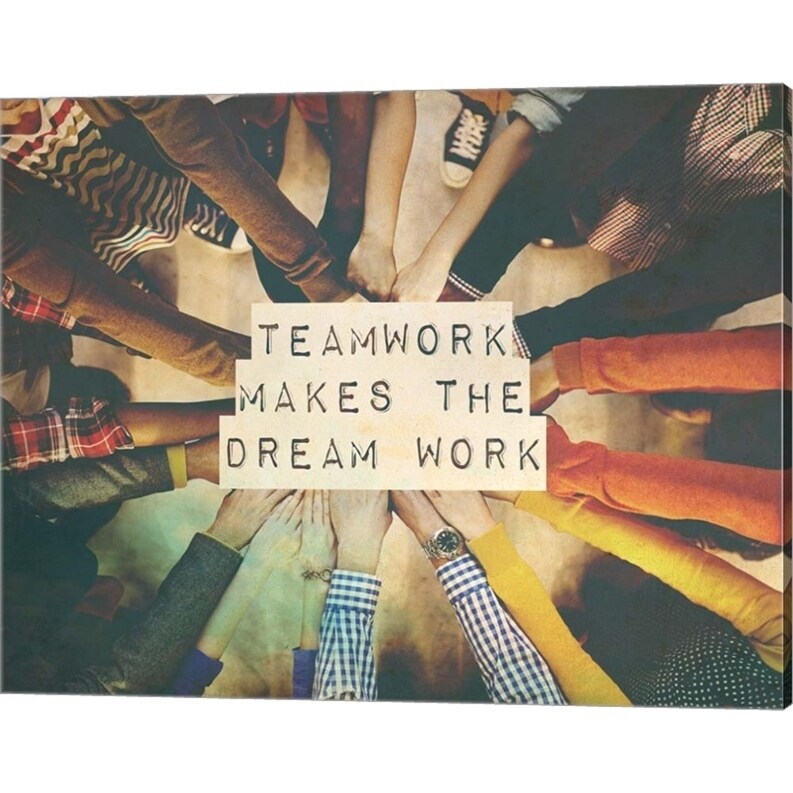 Shop Color Me Happy Teamwork Makes The Dream Work Stacking Hands Color Canvas Art Overstock 22894323