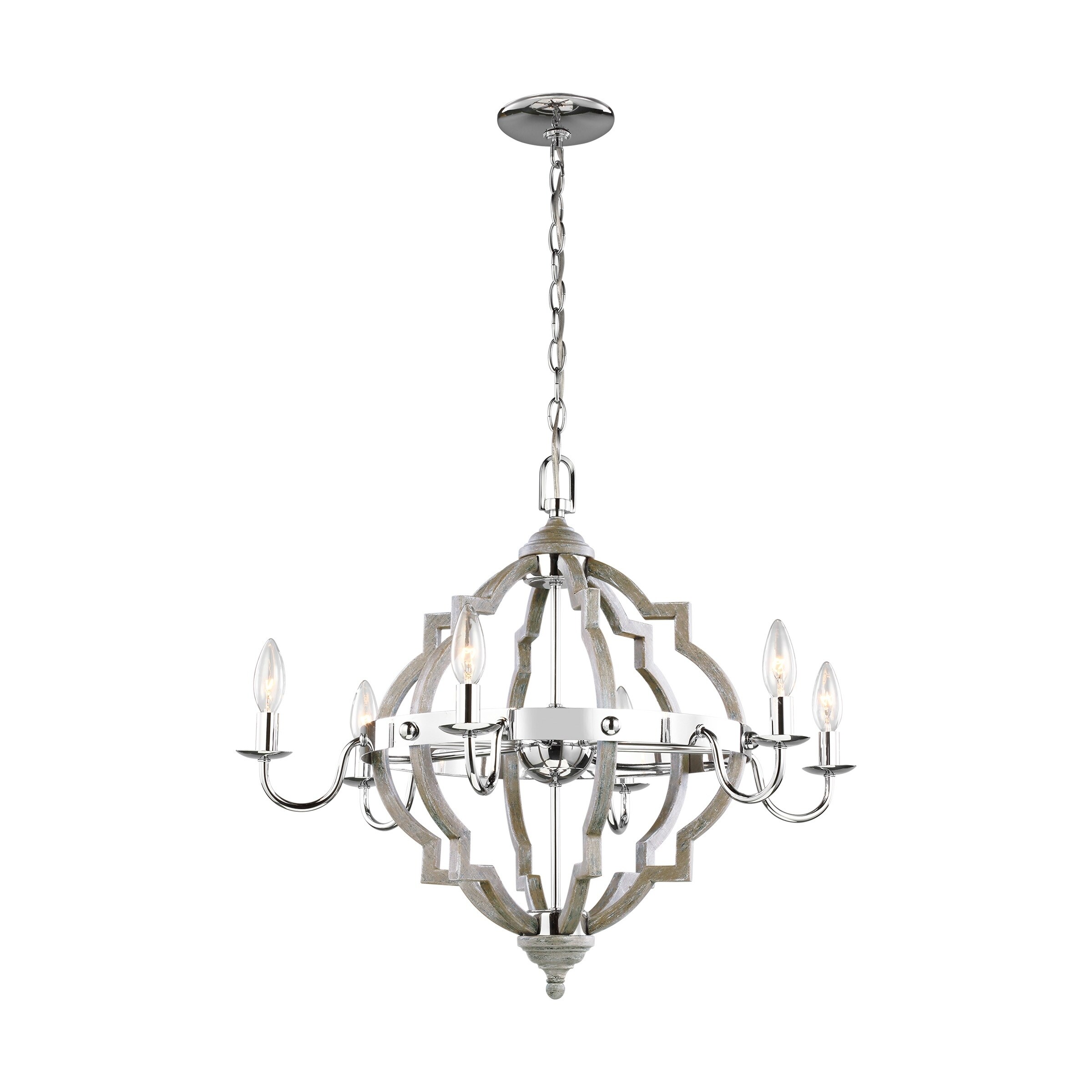 Socorro Washed Pine 6-light LED Chandelier - Chandeliers For Bedrooms by Overstock.com
