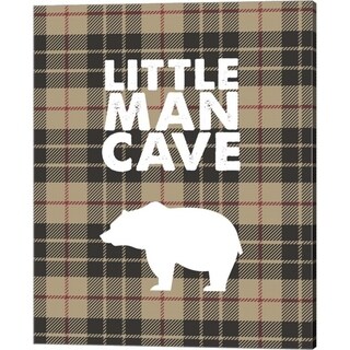 Color Me Happy 'Little Man Cave - Bear Tan Plaid Background' Canvas Art