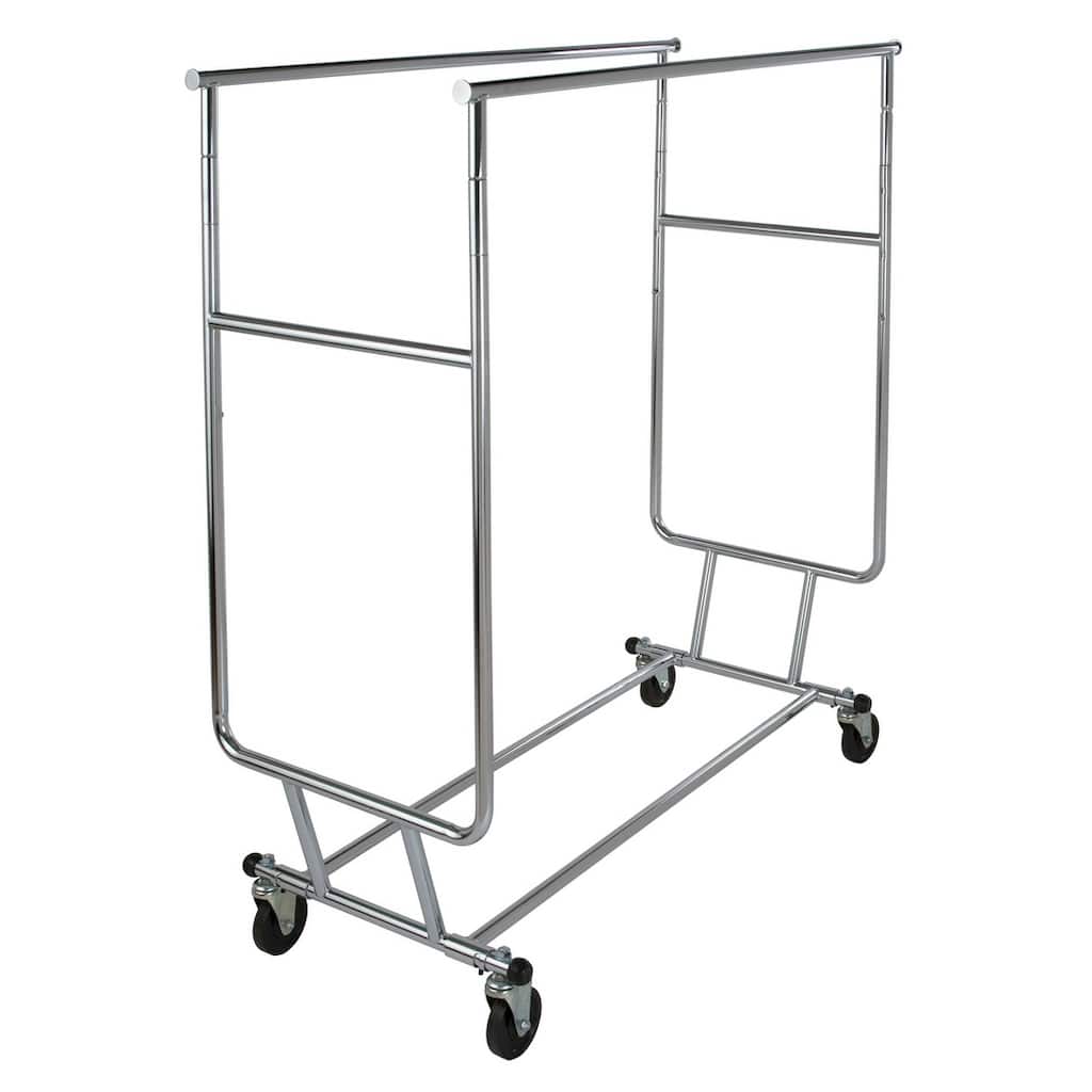 Econoco Double Hangrail Rolling Clothes Rack, Chrome