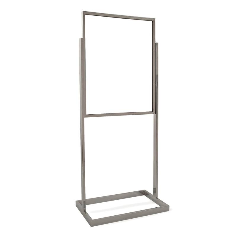 Econoco BH30 Bulletin Sign Holder with Rectangular Tubing Base, 22" x 28" opening, Chrome