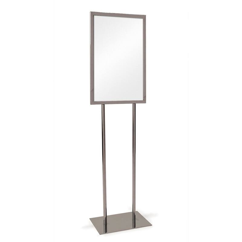 Econoco Heavy Duty Chrome 22" x 22" Bulletin Sign Holder, Flat Base