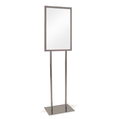 Econoco Heavy Duty Chrome 22" x 22" Bulletin Sign Holder, Flat Base