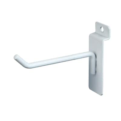 Econoco Commercial Slatwall Deluxe Hook, 4", White (Pack of 96)