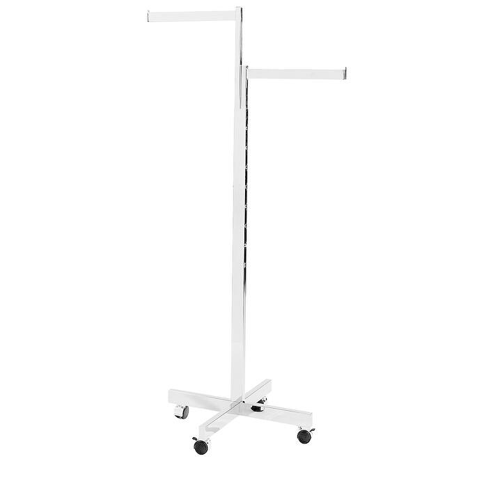Econoco Commercial Chrome 2-Way Heavy Duty Straight Arm Rolling Rack with "X" Style Base