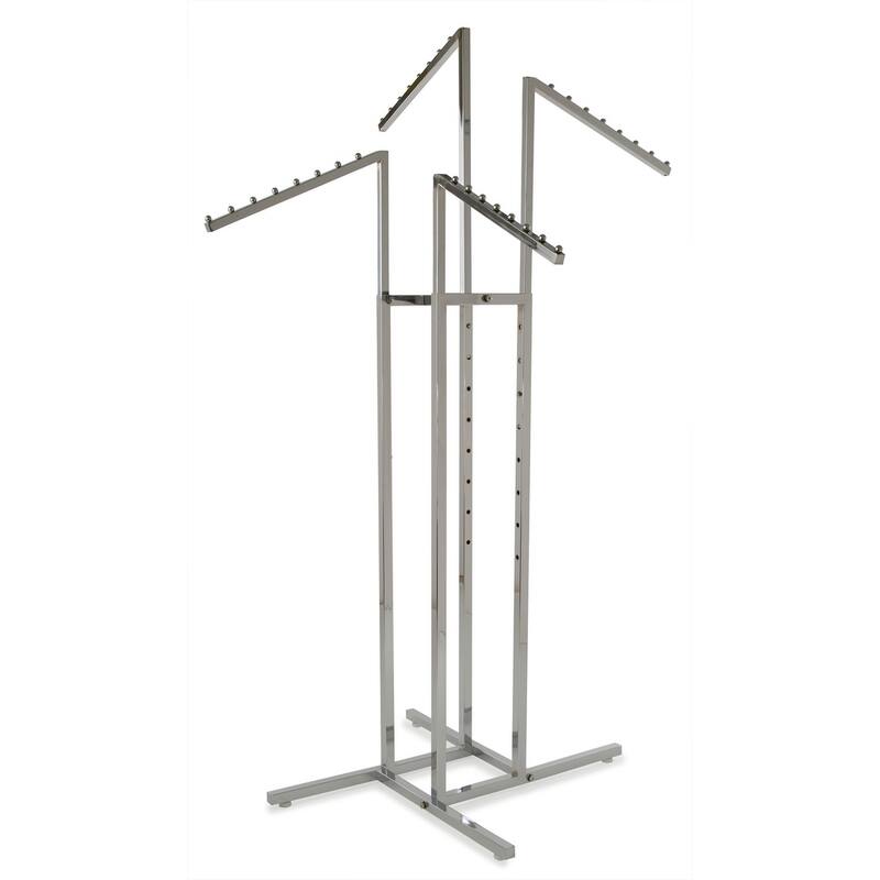 Econoco Heavy Duty Chrome 4 Way Garment Rack with 4 Adjustable Slanted Arms
