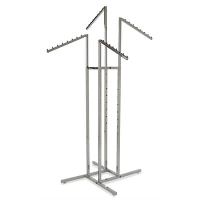 Econoco Heavy Duty Chrome 4 Way Garment Rack with 4 Adjustable Slanted Arms