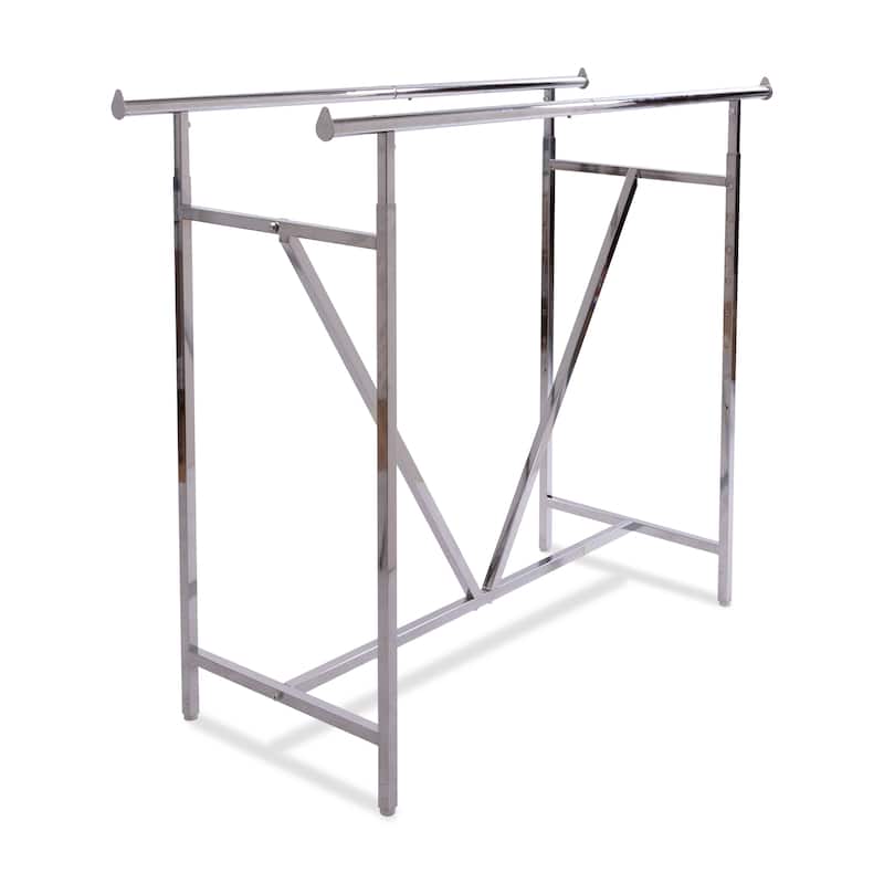 Econoco Adjustable Heavy Duty Double Bar, Retail Clothing Rack, Rectangular Hangrail Rack w/V-Brace