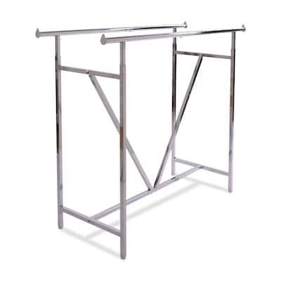 Econoco Adjustable Heavy Duty Double Bar, Retail Clothing Rack, Rectangular Hangrail Rack w/V-Brace