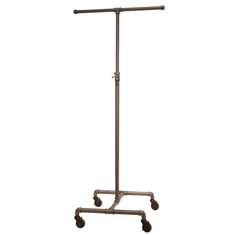 Econoco Heavy Duty Pipeline Adjustable 2-Way Clothing Rack, Anthracite Grey