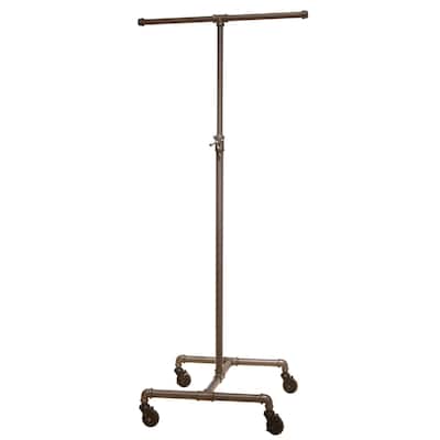 Econoco Heavy Duty Pipeline Adjustable 2-Way Clothing Rack, Anthracite Grey