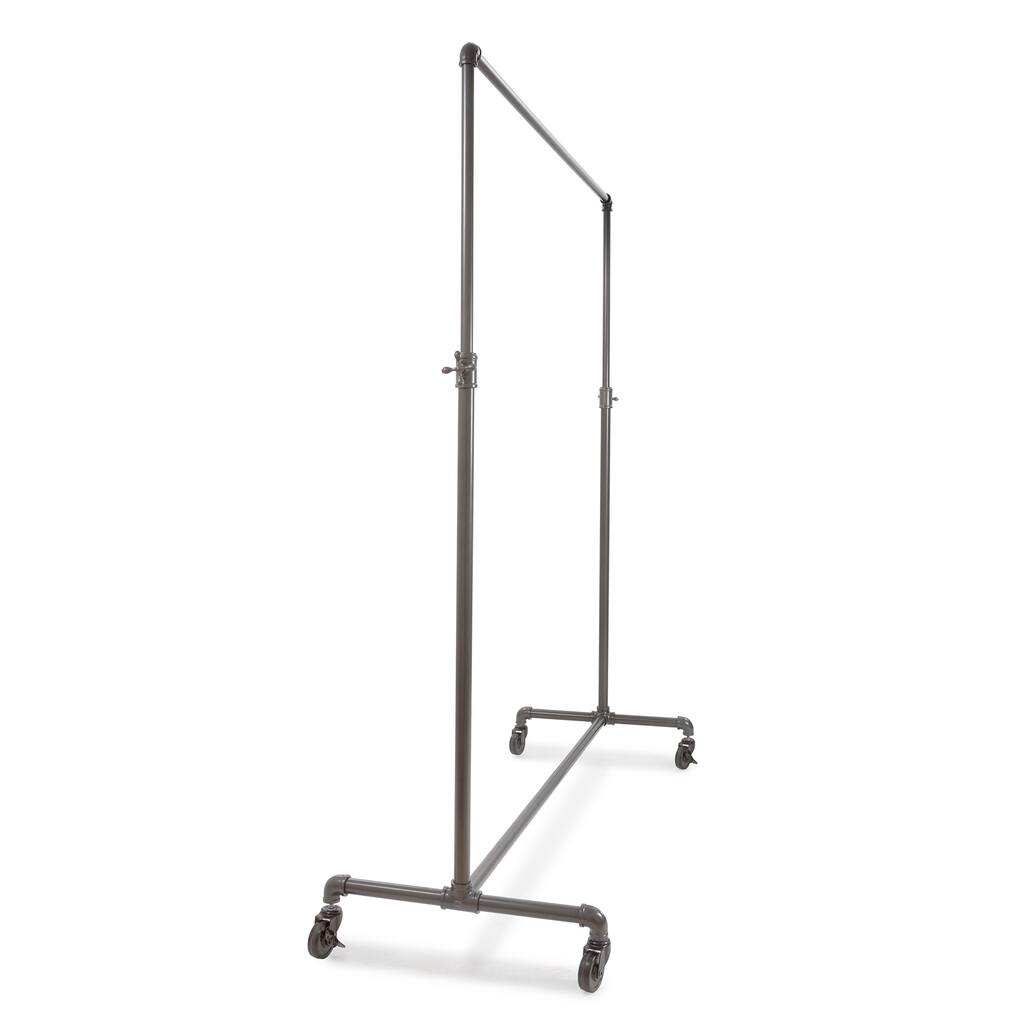 Econoco 60" Hangrail Adjustable Height Rolling Garment Clothing Rack, Anthracite Grey
