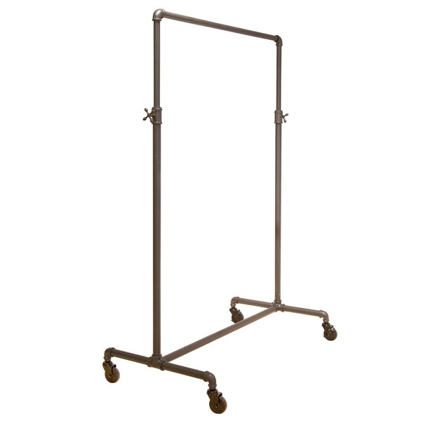 Vintage Pipeline Adjustable Rolling Garment Rack On Sale Bed