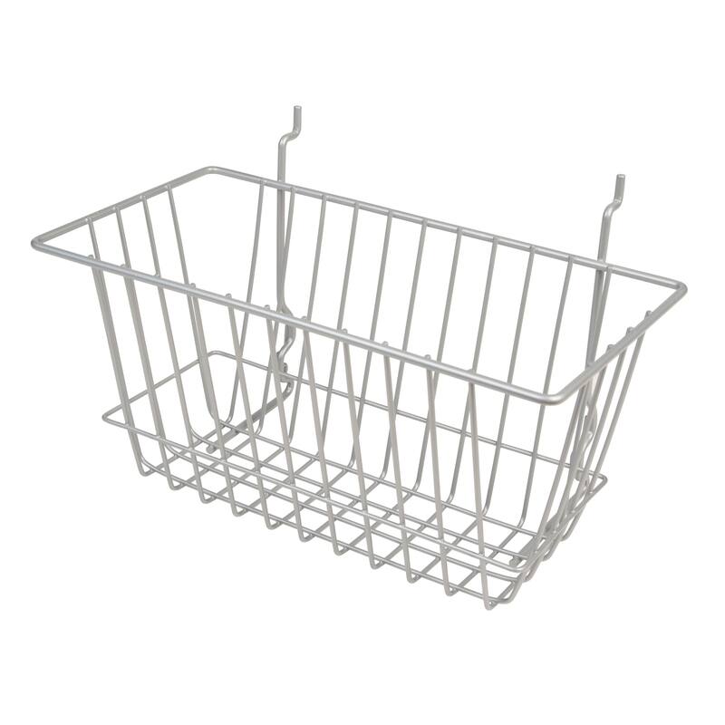 ECONOCO CHROME NARROW BASKET FOR SLATWALL, GRID OR PEGBOARD - Pack of 6