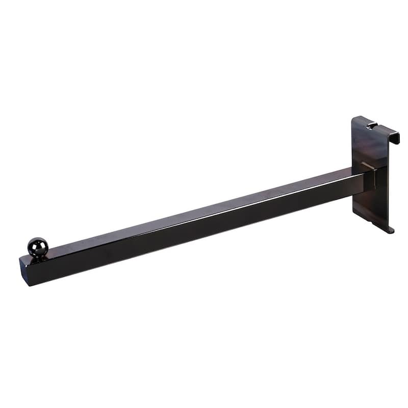 Econoco BLK/11 Straight Arm with ball stopper, Square Tubing 12" long Faceout grid panel accessory, Black - Pack of 24