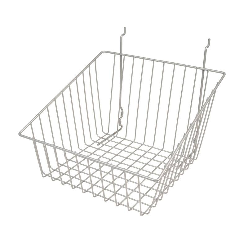 Econoco's Chrome Sloped-Front Metal Wire Basket for Slatwall, Pegboard or Gridwall - Pack of 6