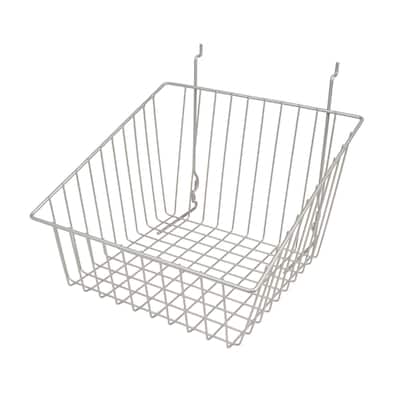 Econoco's Chrome Sloped-Front Metal Wire Basket for Slatwall, Pegboard or Gridwall - Pack of 6
