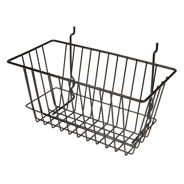 Econoco - BSK17/B - 12"W x 6"D x 6"H Black Multi-Fit Narrow Basket for Slatwall, Grid or Pegboard Sold in Pack of 6