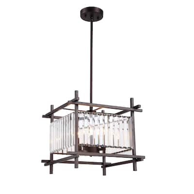 4-light Oil Rubbed Bronze/Clean Crystal Pendant - Oil Rubbed Bronze - Oil Rubbed Bronze